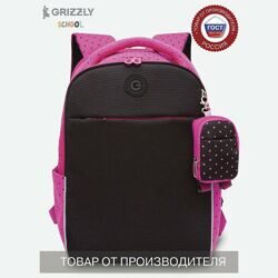 Рюкзак школьный Grizzly RG-367-2/2 черный - фуксия